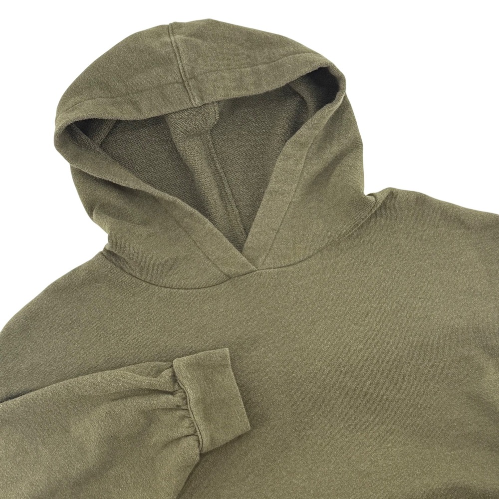 Madewell‎ Olive Green Raw Hem Cropped Pullover Hoodie Sweatshirt Large